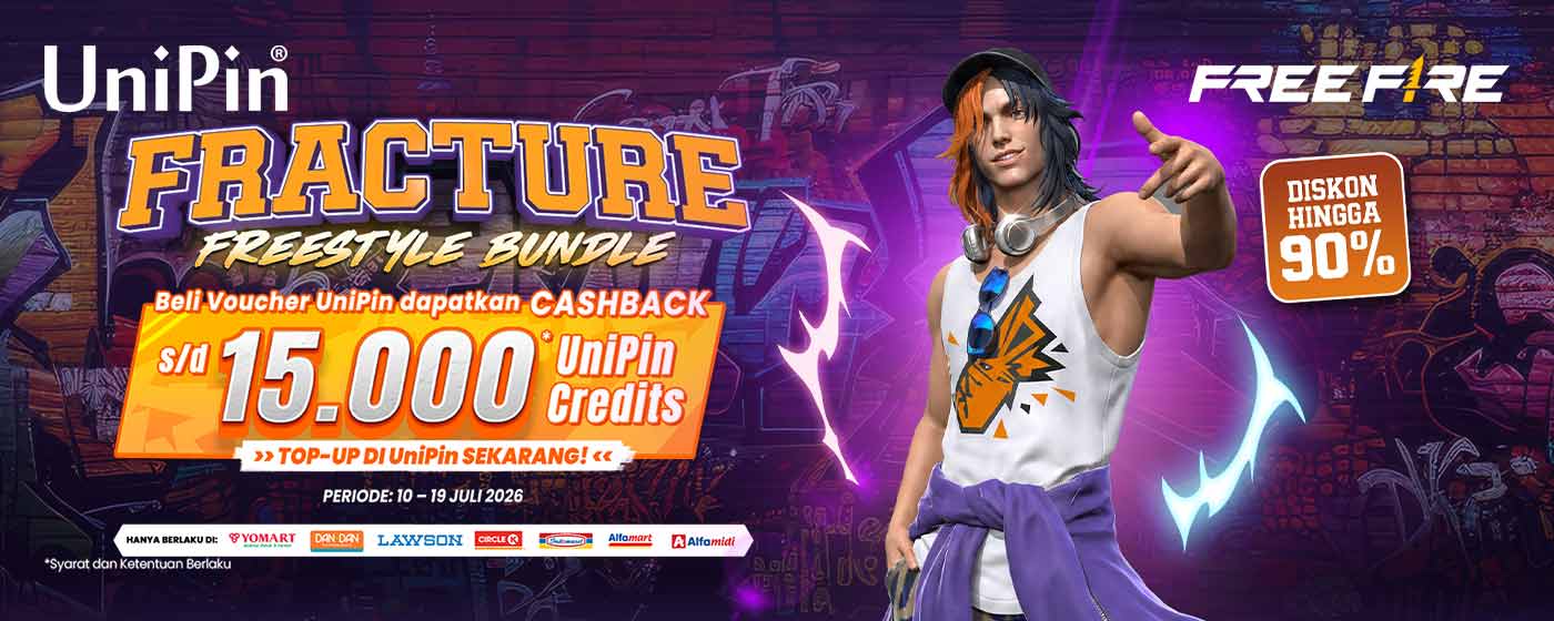Fracture Freestyle Bundle Lagi Hits! Top Up Free Fire dan Dapatkan Cashback hingga 15.000 UniPin Credits!